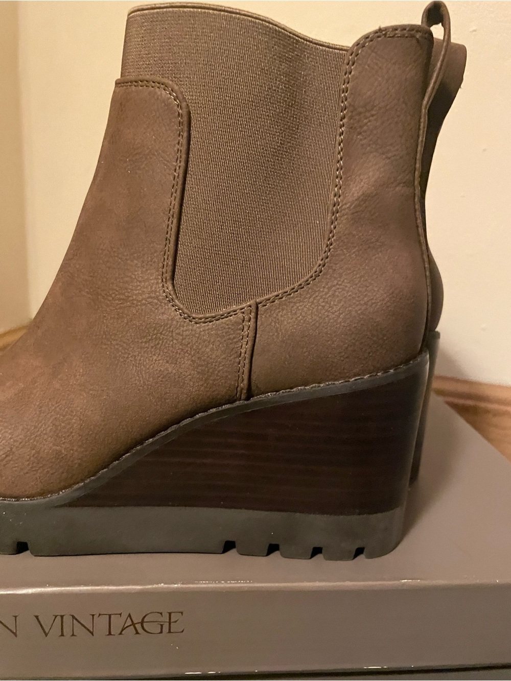 Crown Vintage Taupe Wedge Chelsea Boot
